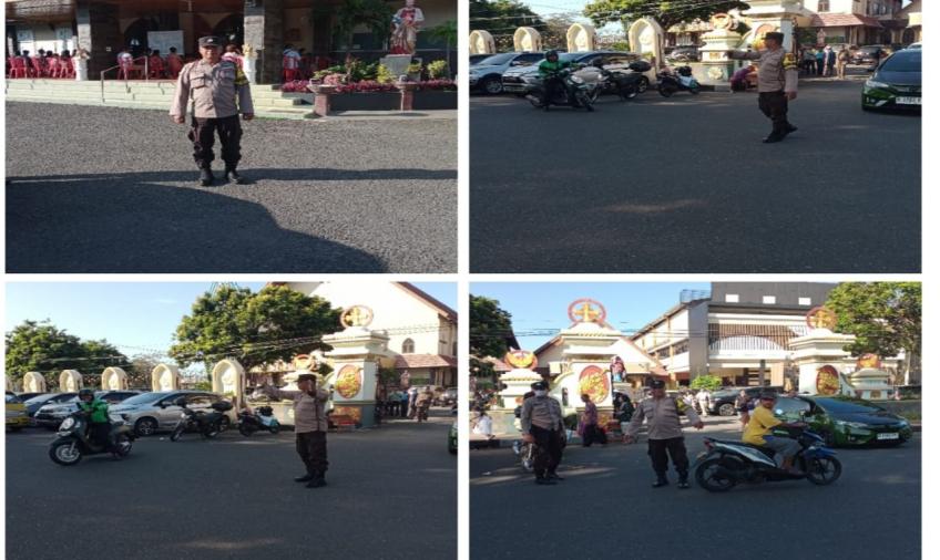 Ibadah Minggun Digereja, Personel Polsek Teluk Segara Berikan Pengamanan