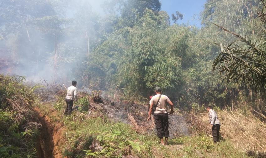 Kapolsek Lebong Atas Tinjau Lokasi Kebakaran Lahan