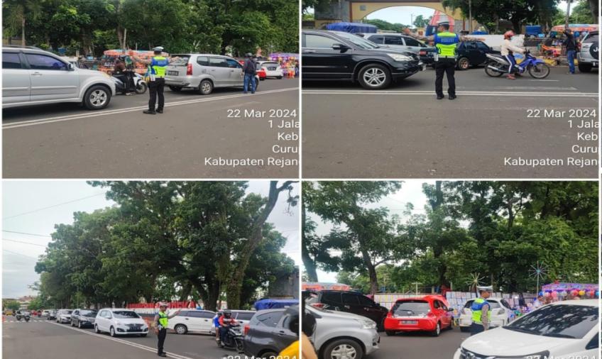 Berikan Pelayanan, Sat Lantas Polresta Bengkulu Atur Lalin di Pasar Kaget