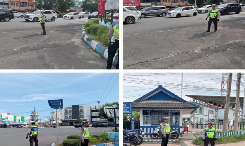 Sat Lantas Polresta Bengkulu Pantau Situasi Kamtibmas di Diseputarn Pos Lantas Simpang Skip 