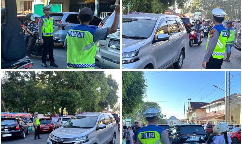 Berikan Kelancaran Arus Lalin di Pasar Tumpah, Personel Sat Lantas Polresta Bengkulu Laksanakan Pengamanan