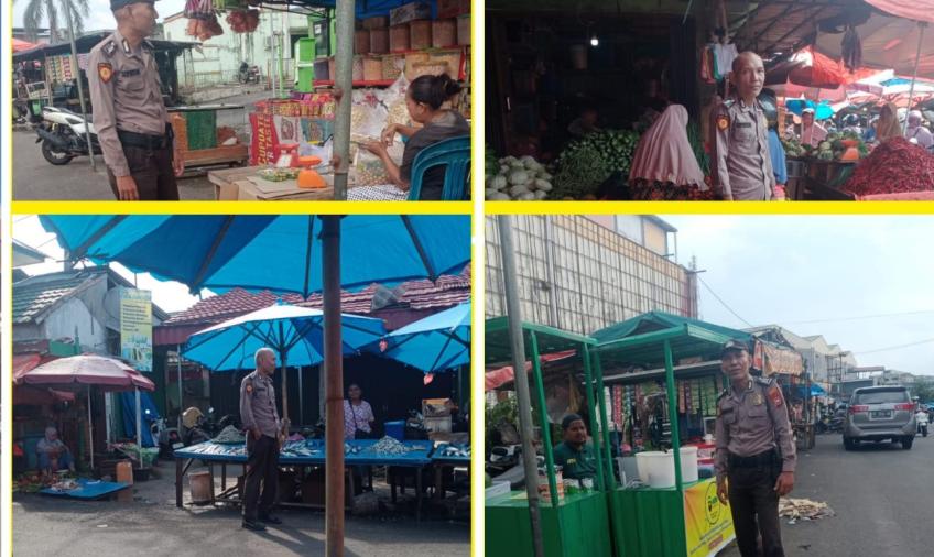 Pastikan Keamanan di Pasar Takjil Kondusif, Personel Polsek Ratu Samban Lakukan Pengamanan