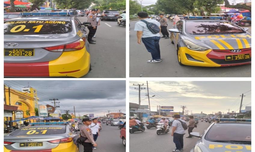 Cipatkan Keamanan Yang Kondusif, Polsek Ratu Agung Patroli di Pasar Kaget