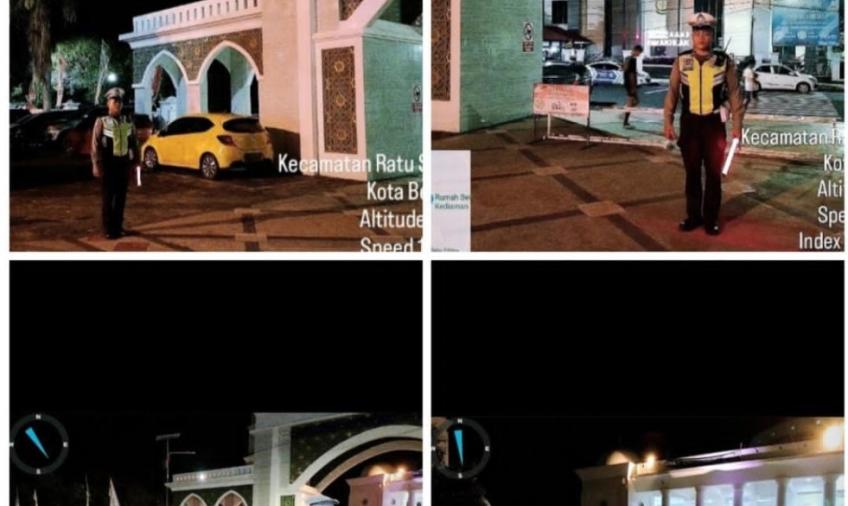 Berikan Rasa Aman dan Nyaman, Sat Lantas Polresta Bengkulu Pengamanan dan Atur Lalin di Depan Masjid  At-Taqwa