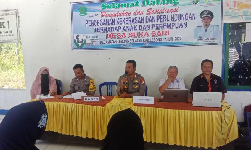 Kapolsek Lebong Selatan Jadi Nara Sumber Sosialisasi Pencegahan Kekerasan dan Perlindungan Hukum di Desa Suka Sari