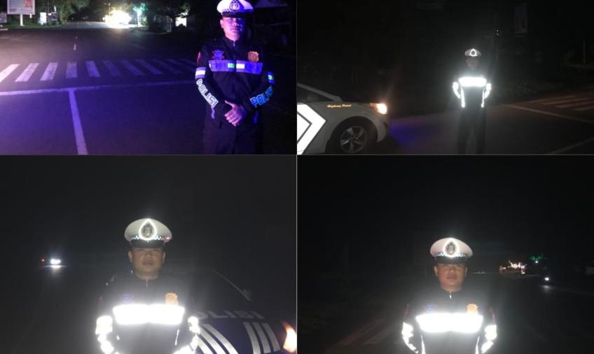 Patroli Subuh Satlantas Polresta Bengkulu di Jalan Pariwasata Pantai Panjang 