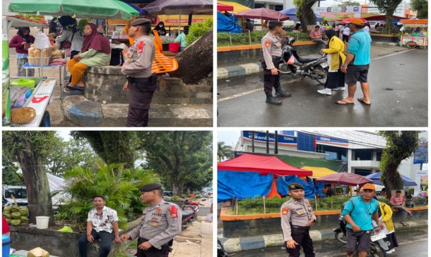 Patroli, Personel Sat Samapta Sambangi Pedagang Takjil Sampaikan Imbauan Kamtibmas 
