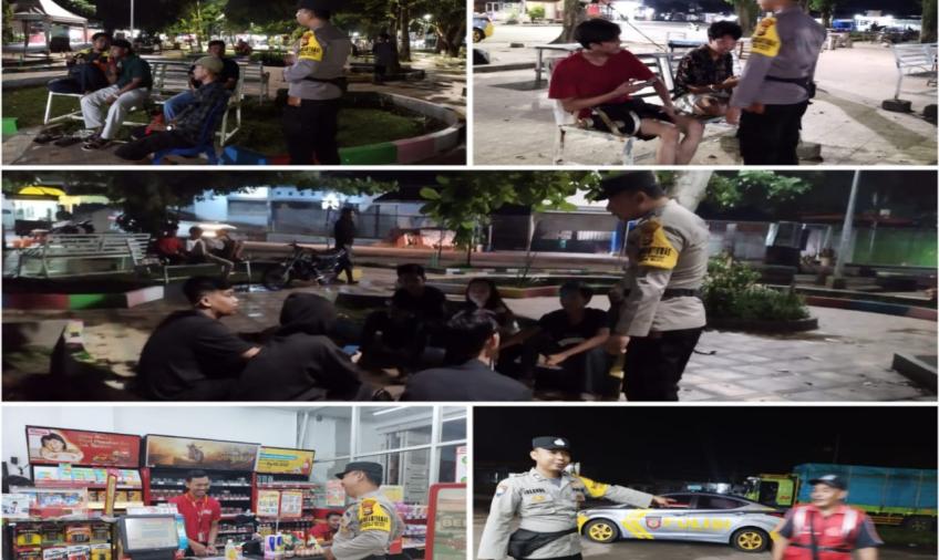 Patroli, Polsek Kampung Melayu Sampaiakan Imbauan Kamtibmas kepada Anak Remaja di Taman Simpang Kandis 