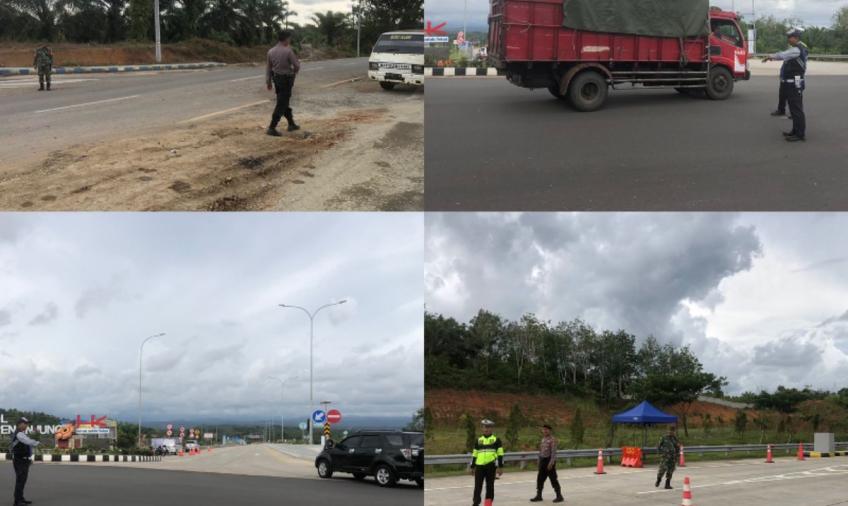 Ops Ketupat Nala 2024, Personel Polresta Bengkulu Patroli di Posyan Pintu Tol Bengkulu-Taba Penanjung 