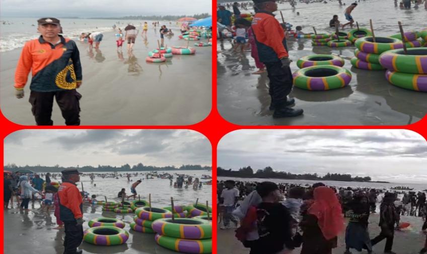 Patroli di Seputaran Objek Wisata Pantai Zakat, Personel Polsek Teluk Segara Sampaikan Imbauan kepada Pengunjung 