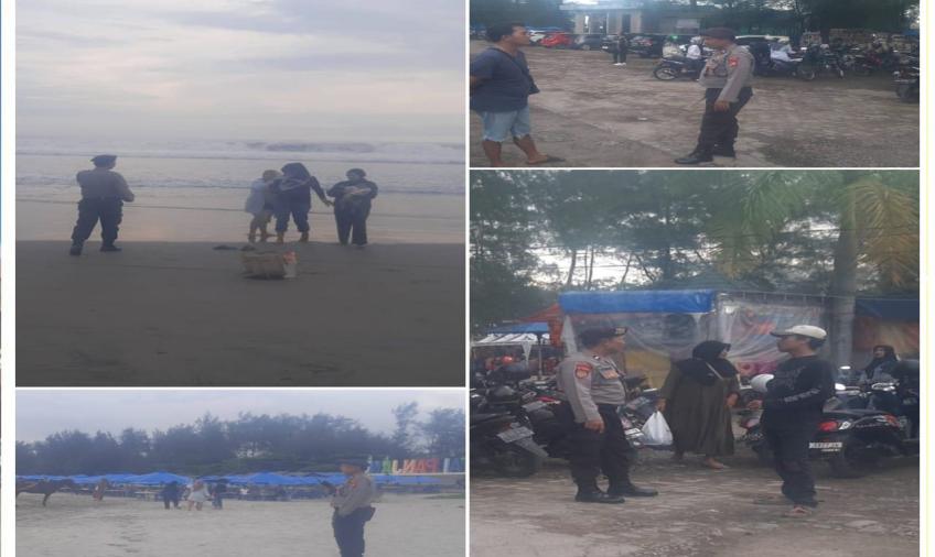 Pasca Ketupat Nala 2024, Polsek Ratu Samban Patroli KRYD di Wisata Pantai Panjang 