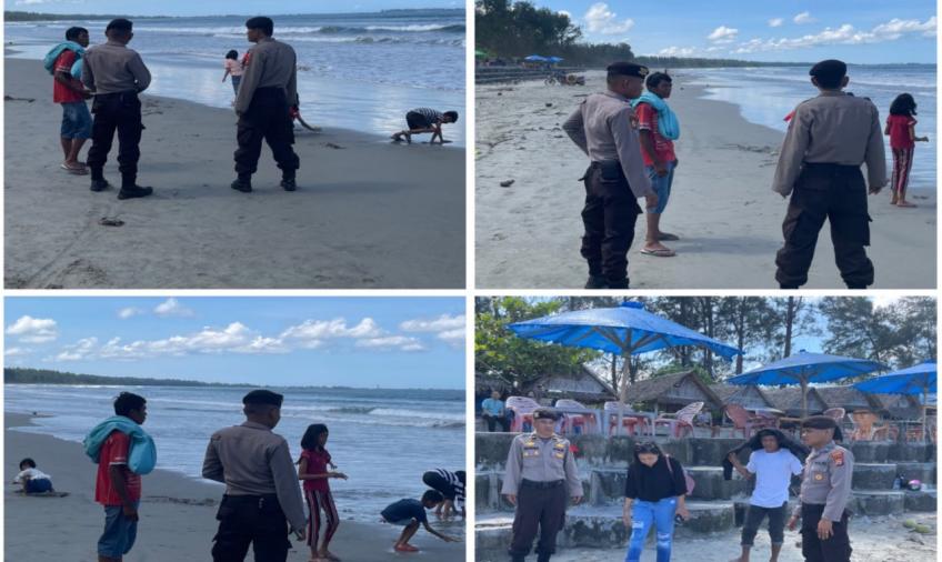 Laksankan Patroli, Satsamapta Polresta Bengkulu Pantau Objek Wisata Pantai Panjang 