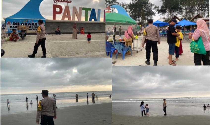 Cegah Aksi Kejahatan, Polsek Ratu Samban Patroli KRYD di Wisata Pantai Panjang 