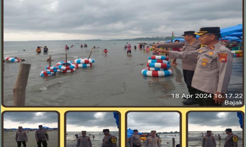 Pasca Libur Lebaran, Personel Polsek Teluk Segara Patroli di Pantai Zakat Sampaikan Imbauan Kamtibmas 