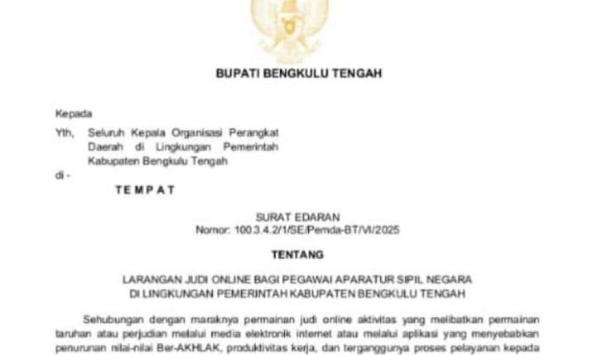 Surat edaran larangan judi online